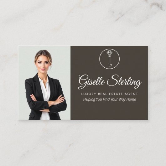 Carte De Visite Agent immobilier de luxe Sage Green Photo QR Code (Devant)