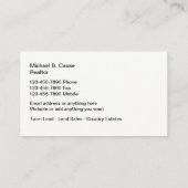 Carte De Visite Agent immobilier de ventes de ferme et de terre (Dos)