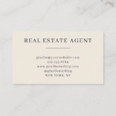Carte De Visite Agent immobilier Elegant Navy Blue Cream (Dos)