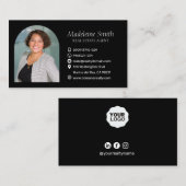 Carte De Visite Agent immobilier élégant Noir Professionnel (Devant / Derrière)