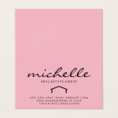 Carte De Visite Agent immobilier élégant (rose) (Extérieur déplié)