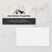 Carte De Visite Agent immobilier | Fleurs d'or (Devant / Derrière)