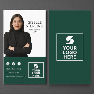 Carte De Visite Agent immobilier Forest Green Photo Logo