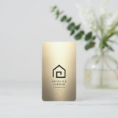 Carte De Visite Agent immobilier Gold Black House Moderne (Debout devant)