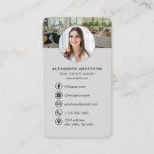Carte de visite Agent Immobilier Gray QR Code Phot (Devant)