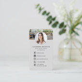 Carte de visite Agent Immobilier Gray QR Code Phot (Debout devant)