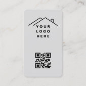 Carte de visite Agent Immobilier Gray QR Code Phot (Dos)