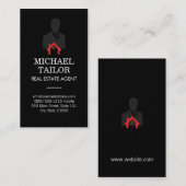 Carte De Visite Agent immobilier | Icône Accueil rouge (Devant / Derrière)