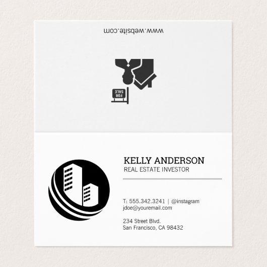 Carte De Visite Agent immobilier | Icône de construction de propri (Extérieur déplié)