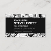 Carte De Visite Agent immobilier Jardin Noir & Blanc (Dos)