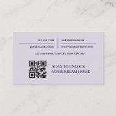 Carte De Visite Agent Immobilier Lavande Code QR Moderne (Dos)