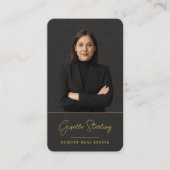 Carte De Visite Agent immobilier lin noir or (Devant)