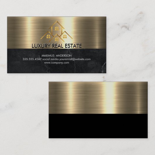 Carte De Visite Agent immobilier | Logo House Gold (Devant / Derrière)