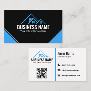 Carte De Visite Agent Immobilier Logo Maison Bleue
