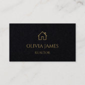 Carte De Visite Agent immobilier Luxe Noir & Or (Devant)
