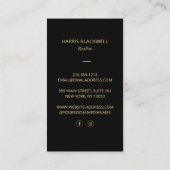 Carte De Visite Agent immobilier Luxe Noir Or (Dos)