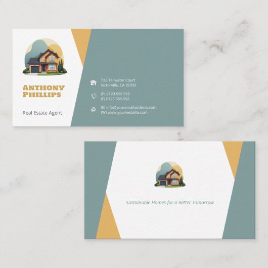 Carte De Visite Agent immobilier | Maison (Devant / Derrière)