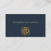Carte De Visite Agent immobilier Marine Blue Gold QR Code (Dos)