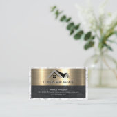 Carte De Visite Agent immobilier | Metallic Gold Marble Business (Debout devant)