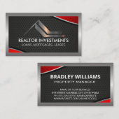 Carte De Visite Agent immobilier | Métallique rouge | Borders (Devant / Derrière)