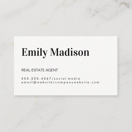 Carte De Visite Agent immobilier / Minimaliste (Devant)