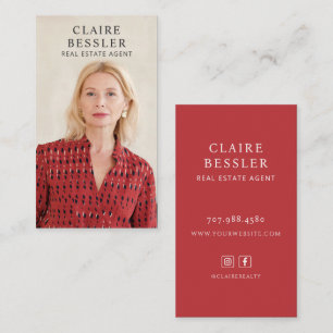 Carte De Visite Agent Immobilier Minimaliste Moderne Noir Rouge