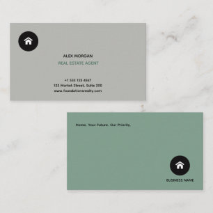Carte De Visite Agent immobilier minimaliste moderne Vert sauge