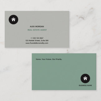 Carte De Visite Agent immobilier minimaliste moderne Vert sauge