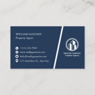 Carte De Visite Agent immobilier minimaliste Navy 