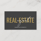 Carte De Visite Agent immobilier moderne Code QR gris or (Devant)
