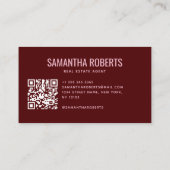 Carte De Visite Agent immobilier moderne Code QR rouge (Dos)