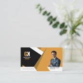 Carte De Visite Agent immobilier moderne - Noir & Or (Debout devant)