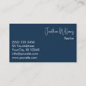 Carte De Visite Agent immobilier moderne photo bleu (Dos)