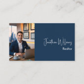 Carte De Visite Agent immobilier moderne photo bleu (Devant)