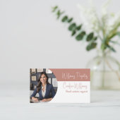 Carte De Visite Agent immobilier moderne photo rose poussiéreux bl (Debout devant)