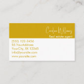 Carte De Visite Agent immobilier moderne ronde photo moutarde blan (Dos)