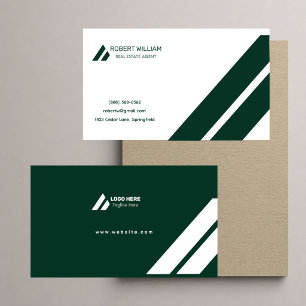 Carte De Visite Agent immobilier moderne vert foncé blanc