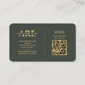 Carte De Visite Agent immobilier Monogram Green Modern (Dos)