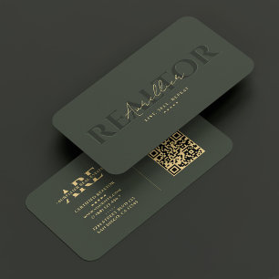 Carte De Visite Agent immobilier Monogram Green Modern