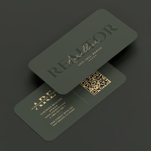 Carte De Visite Agent immobilier Monogram Green Modern