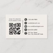 Carte De Visite Agent Immobilier Neutre Code QR Clé Classique (Dos)