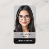 Carte de visite Agent Immobilier Noir Blanc QR Cod (Devant)