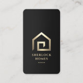Carte De Visite Agent immobilier Noir Faux Gold House (Devant)