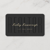 Carte De Visite Agent immobilier noir moderne Realtor (Devant)