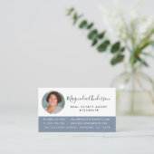 Carte De Visite Agent immobilier photo bleu simple (Debout devant)