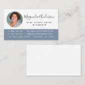 Carte De Visite Agent immobilier photo bleu simple (Devant / Derrière)