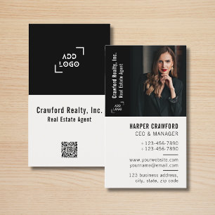 Carte De Visite Agent Immobilier Photo Logo Simple Moderne Realtor