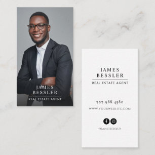Carte De Visite Agent immobilier photo minimaliste moderne