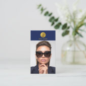 Carte De Visite Agent immobilier photo professionnel Blue & Gold (Debout devant)
