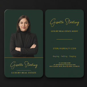 Carte De Visite Agent Immobilier Photo Vert Or